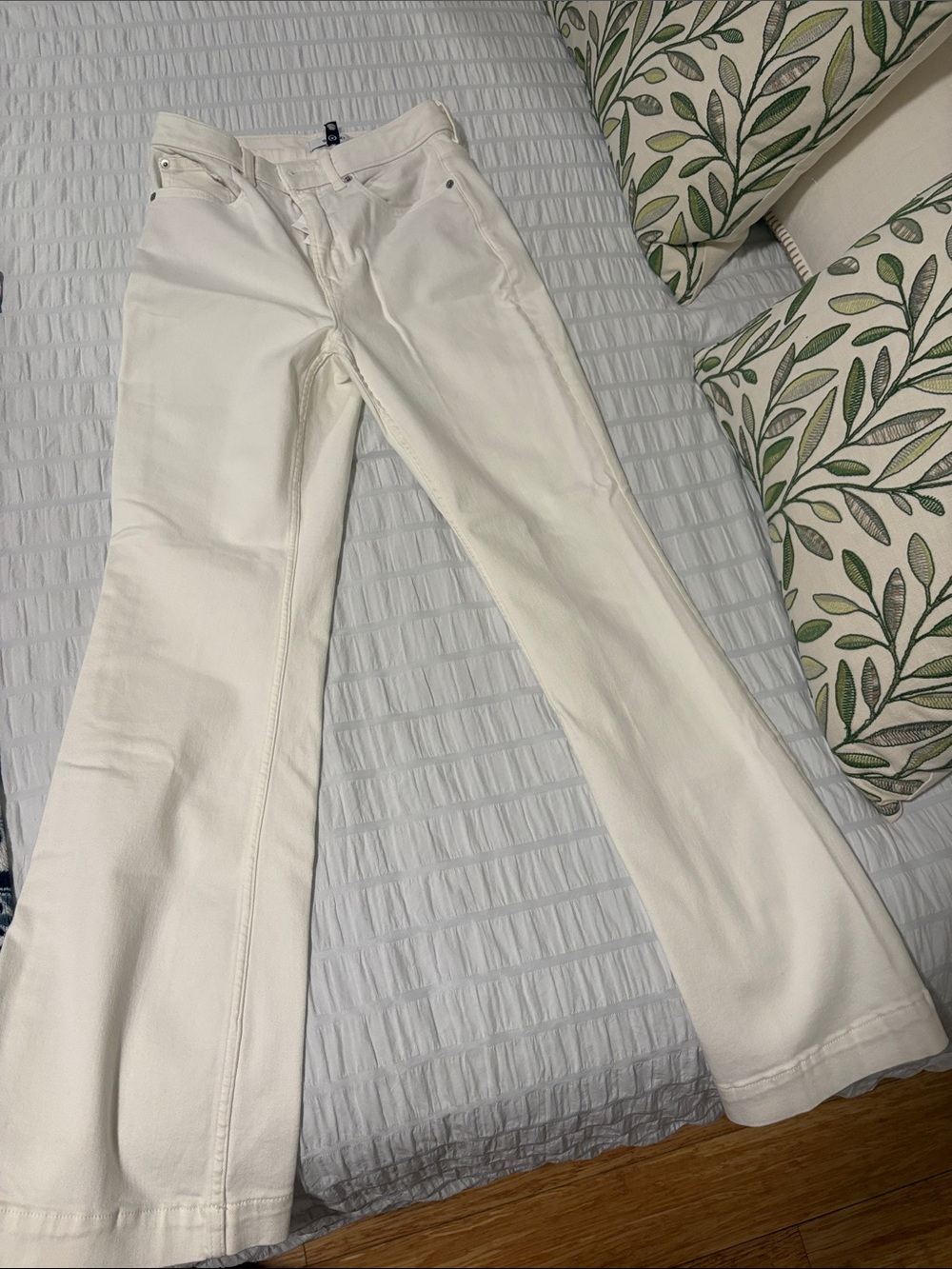 SPANX Ivory Wide Leg Flare Jeans